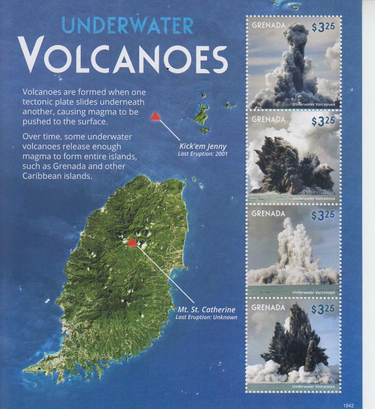 2015 Grenada Underwater Volcanoes MS4 (Scott 4109) MNH