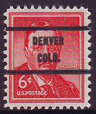 Denver CO, 1039-71 Bureau Precancel, 6¢ Roosevelt