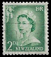 New Zealand #308 Used; 2p Queen Elizabeth II - redrawn (1955)