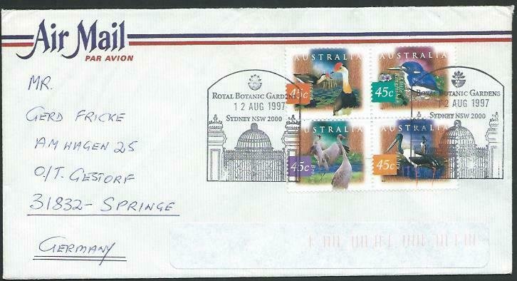 AUSTRALIA 1991 cover to Germany - nice franking - Sydney Pictorial pmk.....14791