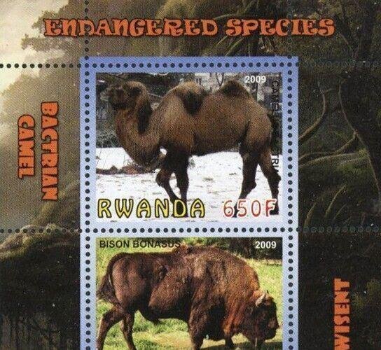 Endangered Species Camel Wisent Wild Animal Sov. Sheet of 2 Stamps Mint NH