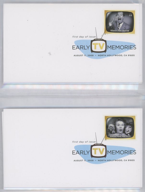 US 4414a-t Early TV Movies. Each stamp on unaddressed first day of issue cover (20). Complete set.
