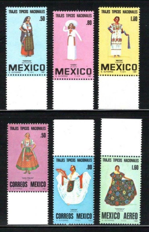 Mexico MNH Set Of 6 Mexican Fancy Dresses 1980-1