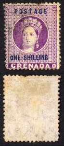 Grenada SG13c 1/- Deep Mauve Inverted S Unused no gum Cat 4000 pounds