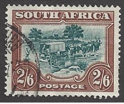 South Africa #30a, perf. 14, used single, Voortrekker family, Issued 1927
