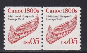 United States # 2454, 5 cent Canoe Nonprofit Coil Pair, NH