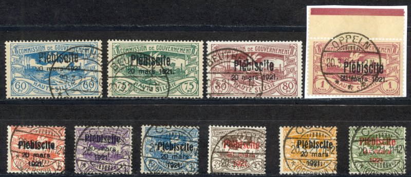 Upper Silesia Sc# 32-42 (no 50 pf) Used 1921 Plebiscite Issue
