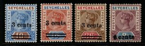 SEYCHELLES SG37/40 1901 SURCHARGE SET MTD MINT