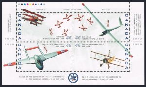 Canada 1807 ad,1808 ap sheets,MNH. Canadian International Air Show,50th Ann.1999