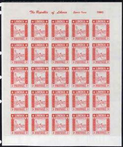 Liberia 1955 Tennis 3c imperf proof of red printing only ...