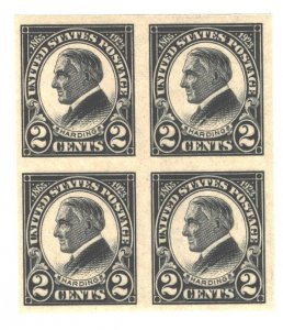 **1923 US Stamps Scott #611 Harding Imperf Block of 4 stamps- MNH. OG, Must See