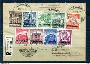 Luxembourg  German Occ. 1941 WWII Register Cover  Mi 33-41 Full set 10757