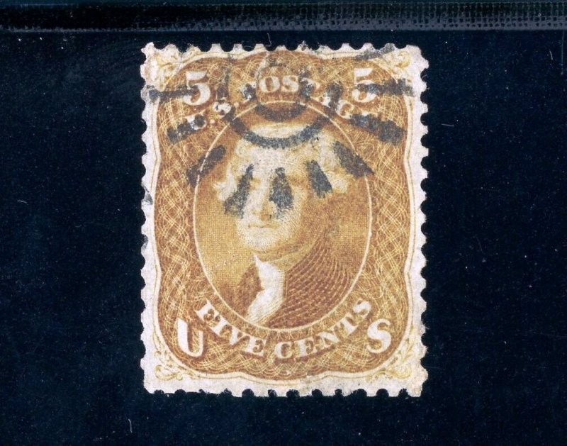 USAstamps Used VF US 1861 Civil War Issue Jefferson Scott 67 Black Fancy Cancel