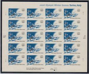 2006 Winter Olympics Turin Italy 39c Sc 3995 mint pane of 20