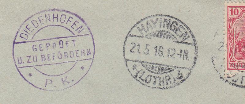 Germany - 21.5.1916 10pf Germania as single franking on cover (2466)