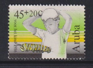 Aruba   #B4   used  1986 child welfare 45c boy and caterpillar