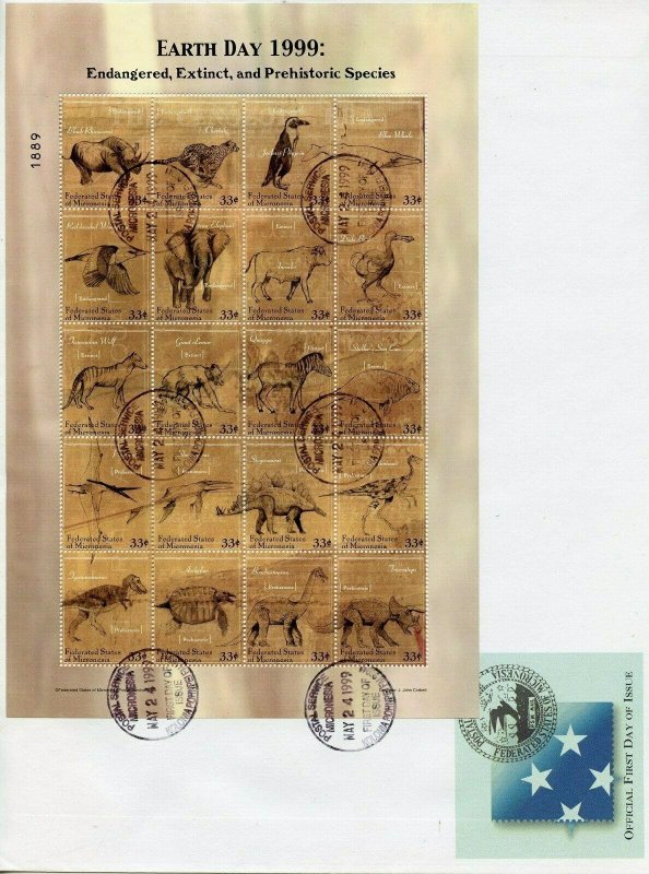 MICRONESIA 1999 EARTH DAY SHEET FIRST DAY COVER