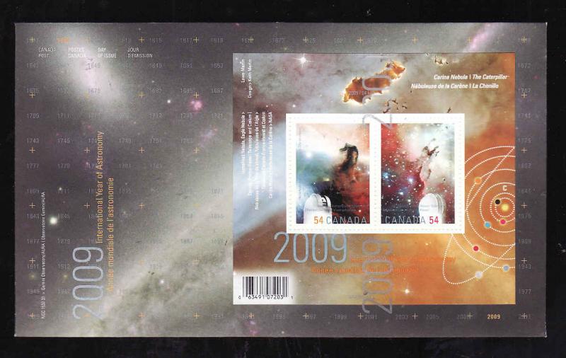 Canada Sc#2323-SS on FDC-2009-Space-Astronomy-Stars-