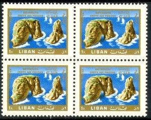 LEBANON 1966 1p PIGEON ROCKS Pictorial BLOCK OF 4 Sc 444 MNH