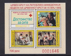 Macedonia #RA32-RA35  MNH 1993 postal tax sheet   perforated .  Red Cross