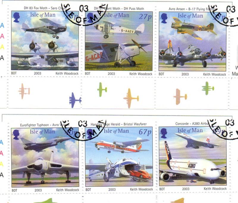 Isle of Man Sc 987-8 2003 Powered Flight stamp set used