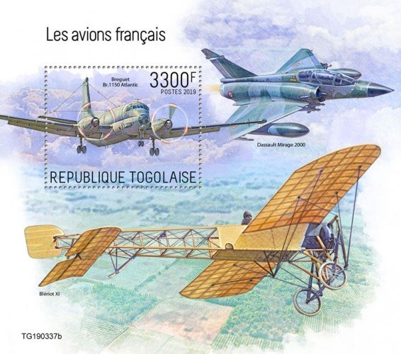 TOGO - 2019 - French Planes - Perf Souv Sheet - MNH