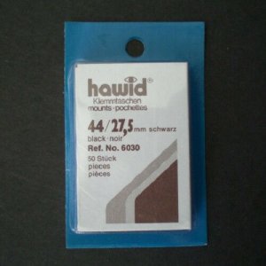 Hawid Stamp Mount 44/27.5 mm - BLACK (Pack of 50) (44x27.5  44mm)  PRECUT  6030 