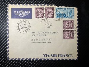 1939 French Indochina Airmail Cover Haiphong Tonkin to Hong Kong HK