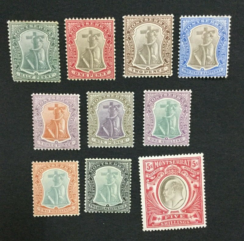 MOMEN: MONTSERRAT SG #24-33 1904-08 MINT OG H LOT #194725-2976