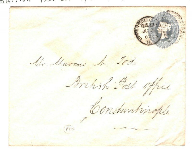 GB Cover Upper Holloway Duplex London Constantinople 2½d Stationery 1902 ZB45