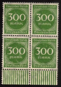1923 Germany 300Mk, MH, Block of 4, Sc 231