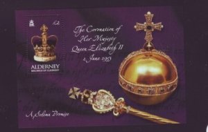 Alderney Sc 202 2003 50 th Anniversary Coronation QE II stamp sheet mint NH