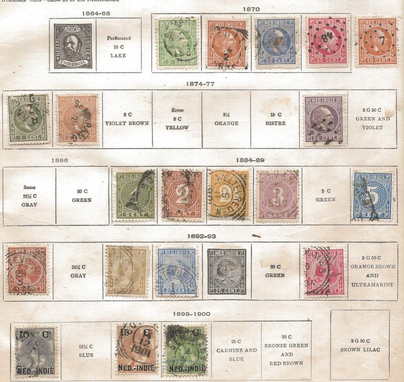 Netherlands Indies, small collection on pages from 1899 Scott album