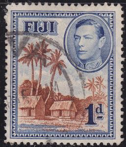 Fiji 118 USED 1938 Fijian Village, Palm Trees, Houses