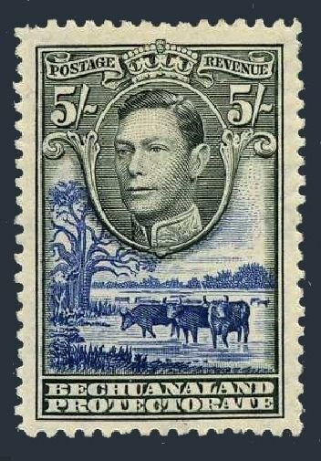 Bechuanaland 135, lightly hinged-perf. Mi 110. King George VI, Cattle, Baobab.