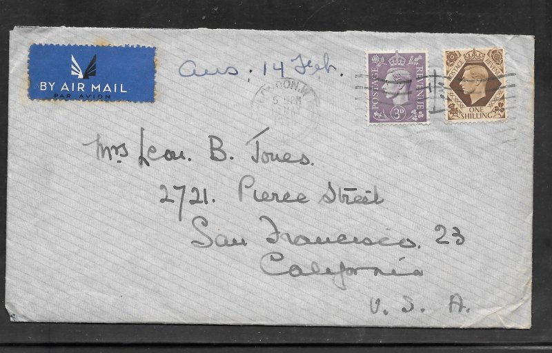 Great Britain #240,248 on LONDON MAY/15/1944 Air mail (A1233)