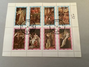 State of Oman Famous Paintings cancelled stamps sheet Ref R48748