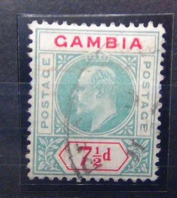 Gambia 1904 - 06 7 1/2d Green & Carmine Fine Used SG65 