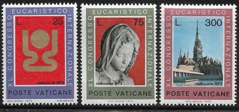 Vatican City Stamp Set-#531-533/A159 Eucharistic Congress Emblem OG Mint/LH 1973 