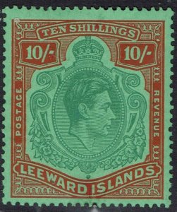 LEEWARD ISLANDS 1938 KGVI 10/-