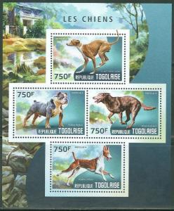 TOGO 2014 FAUNA DOGS SHEETLET OF FOUR STAMPS