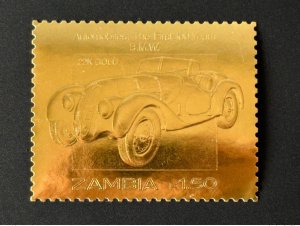 1987 Zambia Mi. A380 Gold Gold The First 100 Years Car Car Car BMW-