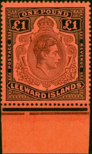 Leeward Islands 1942 £1 Purple & Black-Carmine SG114a V.F.MNH Marginal