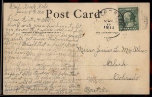 USA 1911 DEEP CREEK Routt Co Colorado DPO Cover Postcard 94187