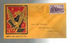 1942 USA Patriotic Cover Columbus OH Liberty and Justice to All Eagle and Flag