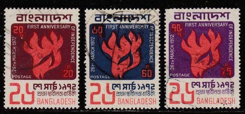 Bangladesh  1972  Scott No. 33-35 (O) Complet