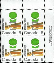 CANADA   #640 MNH UPPER RIGHT PLATE BLOCK (2-2)