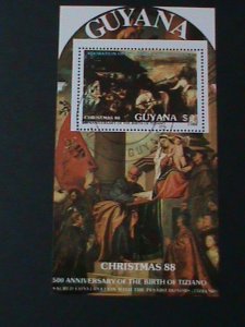 ​GUYANA- CHRISTMAS'88-PAINTING VIRGIN & THE CHILD-CTO S/S VF LAST ONE