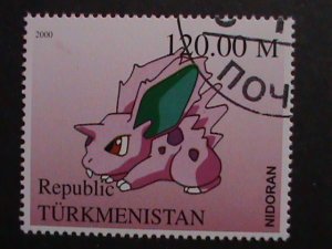 ​TURKMENISTAN -2000 LOVELY FAMPOUS POKEMON CTO FANCY POSTAL CANCEL VERY FINE