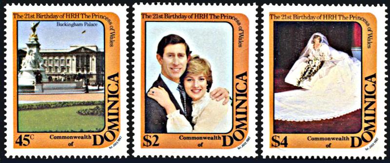 Dominica 773-775, MNH, Princess Diana's 21st Birthday